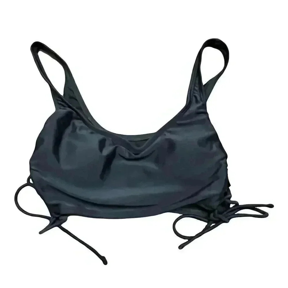 Xhilaration Black Lace-Up Scoop Neck Bikini Top Swimwear Women's Size M